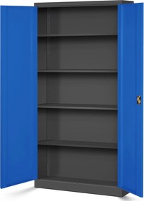 Szafa biurowa na akta wysoka Jan H 90x40x195 cm antracyt/niebieski