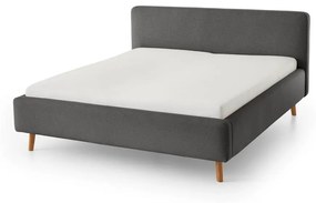 Antracytowe tapicerowane łóżko dwuosobowe ze schowkiem i stelażem 160x200 cm Mattis – Meise Möbel