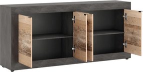 Komoda Czterodrzwiowa BLAGO 180 cm Surowy Dąb/Czarny Loft