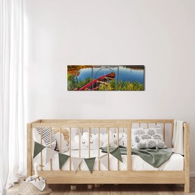 Obraz czerwonej kropki (z zegarem) (90x30 cm)