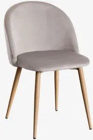 Krzesło Jadalniane Tapicerowane I Stalowe Kana Natural Wood & Aksamitny Grey Taupe & Aksamitny - Sklum