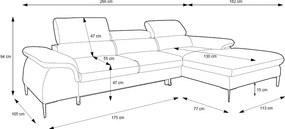 Beżowa kanapa narożna z regulowanymi zagłówkami C1-L28