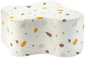 Biały puf dziecięcy z materiału bouclé/z tkaniny szenilowej Terrazzo Cloud – Wigiwama