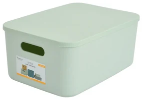 Jasnozielony plastikowy pojemnik z pokrywką 35,5x25,5x16 cm – Homéa