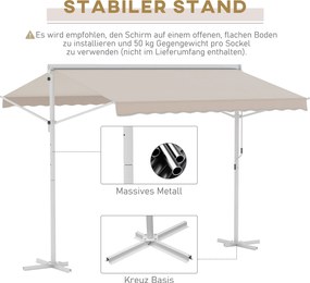 Outsunny markiza stojąca markiza ogrodowa ze składanym ramieniem taras beżowy 3x3 m