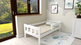 Łóżko dziecięce NESTY 90 x 200 cm, białe Stelaż: Ze stelażem listwowym rolowanym, Materac: Materac Somnia 18 cm