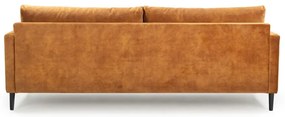 Żółta sofa z aksamitnym obiciem Scandic Adagio, szer. 220 cm