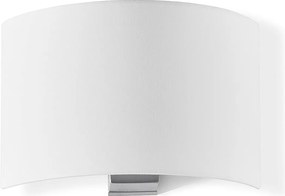 Kinkiet Amsterdam w klasycznym stylu - Wysoko?? 21 cm - wn?trze - stal i satynowany nikiel - bia?y plisowany aba?ur wst?gowy - E27 Ø45 Max. 40W-IP20