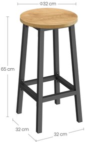 Wysoki dewniany taboret dąb + czarny Z1-P69