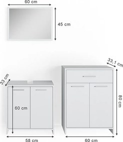 Zestaw mebli łazienkowych biały 58x33x60 kiko