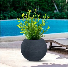 Botticelli Szary okrągły wazon z żywicy w kształcie kuli do roślin doniczkowych i ogrodowych, 40x33 cm