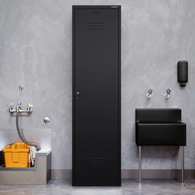 Metalowa szafa gospodarcza wąska Agnes 50x50x185 cm, czarna