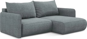 Narożnik prawostronny z funkcją spania - z tkaniny szenilowej - jeans - NANEA