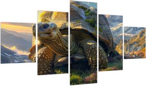 Obraz - Żółw i górski krajobraz (125x70 cm)