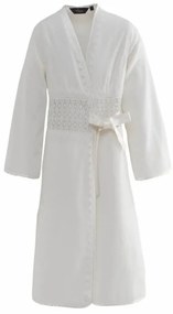 Damski elegancki szlafrok DEMET w ozdobnym opakowaniu XL Śmietankowy