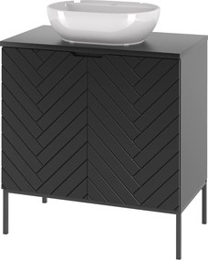 Szafka z umywalką nablatową Aspen 08 czarna, 80 cm - zestaw 2