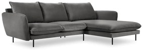 Ciemnoszara narożna aksamitna sofa prawostronna Cosmopolitan Design Vienna
