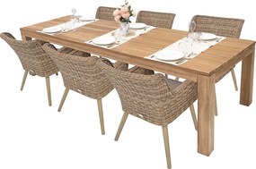 Zestaw ogrodowy rattanowy MONTE MALIBU 240 (beżowo-brązowy) 6x Krzesło ogrodowe MALIBU (beżowo-brązowe)