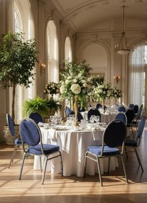 Niebieskie Tapicerowane Krzesło Bankietowe W2-W38