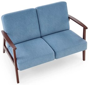 Sofa MILANO 2S niebieska/orzech dwuosobowa HALMAR