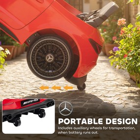 AIYAPLAY Elektryczny samochód dla dzieci, Mercedes-Design, silniki 12V, pilot zdalnego sterowania, LED-światła, muzyka, dla dzieci 3–6 lat, Czerwony