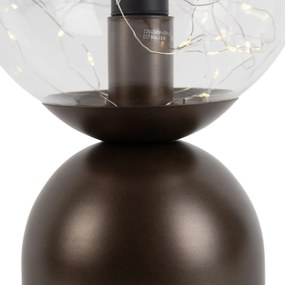 Lampa stołowa w stylu Hotel Chic, ciemny brąz z przezroczystym szkłem, z przewodem E27 - Pallon Trend