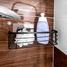 Półka łazienkowa metalowa przyklejana pod prysznic do kabiny prysznicowej organizer na kosmetyki (Czarna)