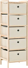 Półka z drewna cedrowego w kolorze beżowym z 5 koszami z tkaniny - Lekka i elegancka organizacja 32x26x93 cm