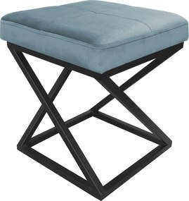 Pufa ZOA tkanina Welur loft ławka podnóżek metal : Kolor Stelaża - Czarny , Kolor tkaniny - VELVET - BL06, Typ tkaniny - Velvet