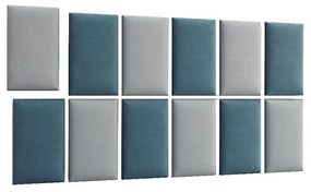 Zestaw 12 paneli tapicerowanych QUADRATTA 180x100 morski/jasnoszary ELTAP