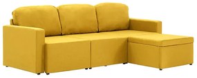 Rozkładana sofa modułowa żółta tkanina - Odi 4Q