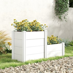 Outsunny Podwyższona Skrzynia Ogrodowa 3-poziomowa z Otwartym Dnem, Modułowe Ziołowe Łóżko DIY z Winylu | Aosom PL