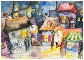 Obraz na szkle - Deszczowy wieczór (70x50 cm)