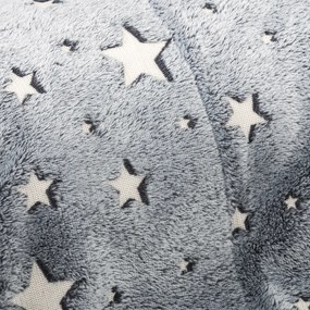 4Home Koc Soft Dreams Stars świecący szary, 150 x 200 cm
