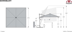 DERBY DX 280 x 280 cm – parasol ogrodowy z boczną nogą - Towar z drobną wadą (S332)