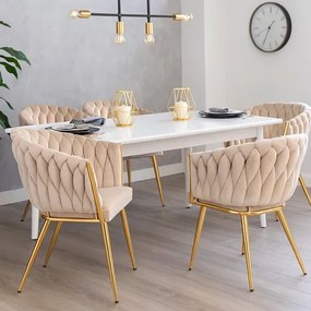 Beżowe nowoczesne krzesło welurowe F4-F21