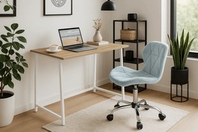 Zestaw do biura – składany stół ZARIMO 80×40 cm biały + krzesło biurowe AVOLA VELVET jasnoniebieskie