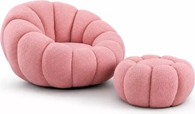 Bloom – nowoczesny fotel obrotowy z pufą łączący luksusowy komfort z artystycznym designem