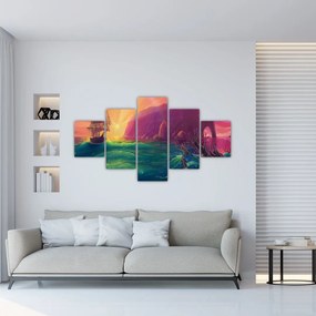Obraz - Obraz olejny, Podróż do fantastycznego królestwa (125x70 cm)
