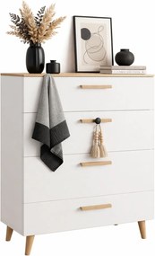 Biała komoda 80 cm z 4 szufladami H4-Z87
