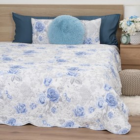 4Home Narzuta na łóżko Roses in blue, 220 x 240 cm+ 2x 40 x 40 cm