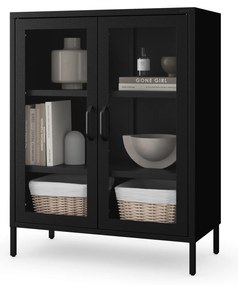 Witryna przeszklona niska czarna: GINA Modern 800 x 1015 x 400 mm