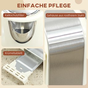 HOMCOM Zestaw czajnika i tostera, 1,7 l, 2200W, termostat Strix, filtr, toster na 4 kromki, 7 poziomów przyrumienienia, szuflada na okruchy