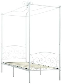 Białe rustykalne łóżko z baldachimem 90x200 cm - Ifrexi