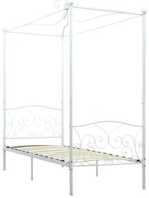 Białe rustykalne łóżko z baldachimem 90x200 cm L0-K77