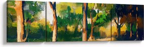 Obraz lasu w letnim słońcu, malarstwo (170x50 cm)