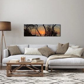 Obraz zachodu słońca (z zegarem) (90x30 cm)