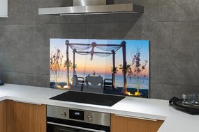 Szklany Panel Kolacja o Zachodzie Słońca nad Morzem