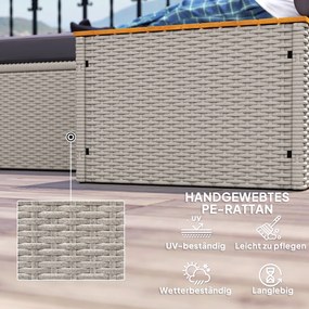 Outsunny Leżak Ogrodowy z Polirattanu dla 2 Osób z Podnóżkiem i Przestrzenią Do Przechowywania, Poduszki 125x114x72,5 cm, Szary