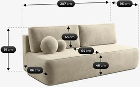Sofa z Funkcją Spania ARVETO Kremowa Welurowa Nowoczesna